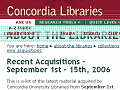 Recent Acquisitions - Concordia University Libraries